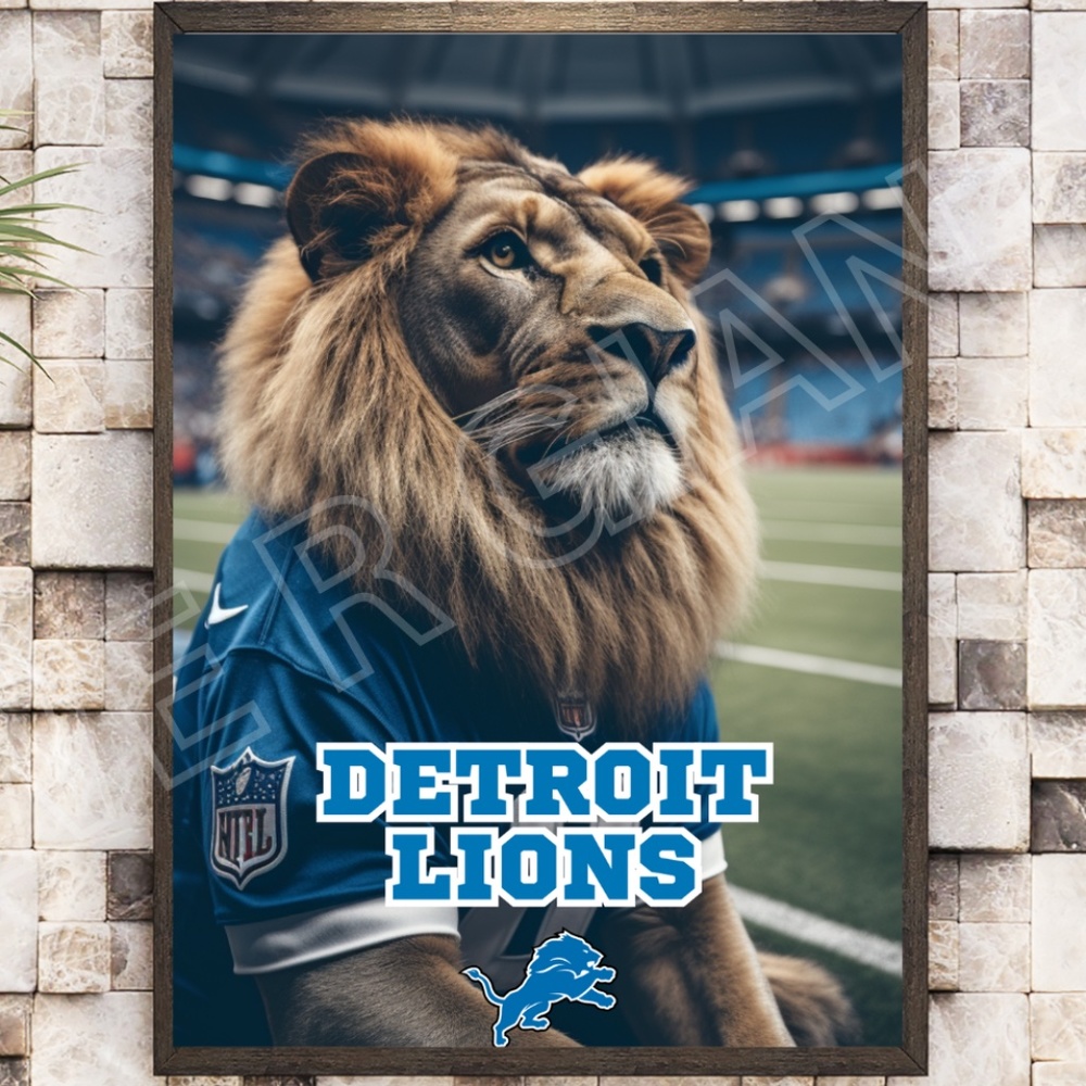 DETROIT LIONS MASCOT POSTER NFL TEAM 11X17 WALL ART LIONS FOOTBALL